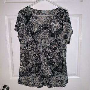 Like New White & Black Soft Worthington Blouse Gothic Emo Make Offers Need Gone